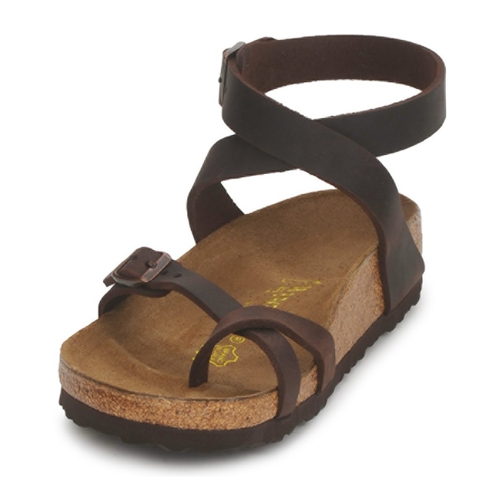 Birkenstock Black Oiled Leather Yara Sandals